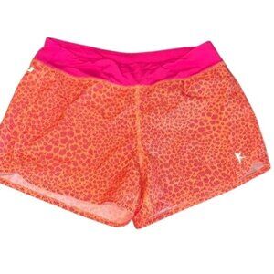 Danskin Now Girls s Running Shorts L/G 10-12 Pink/Orange Leopard Print Activewea